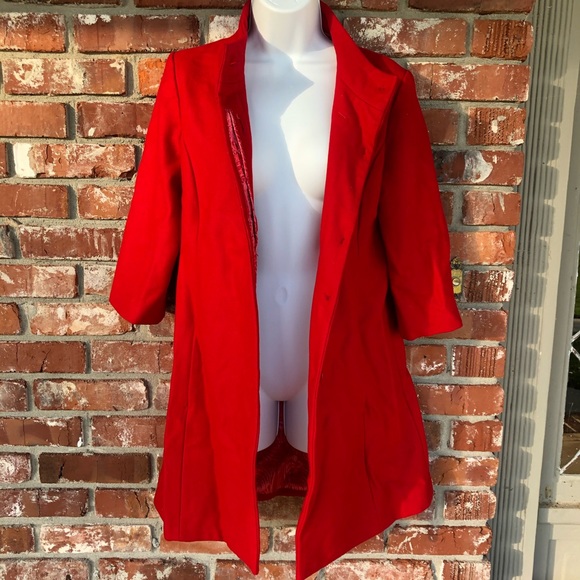 Tulle red wool long peacoat junior size medium - Picture 2 of 6